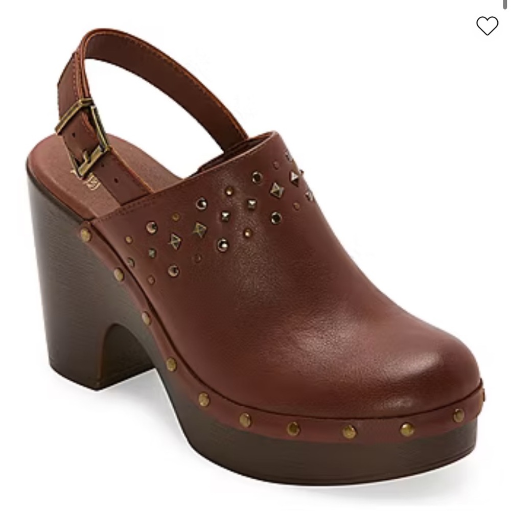 FRYE AND CO. Brown Studded Clogs
